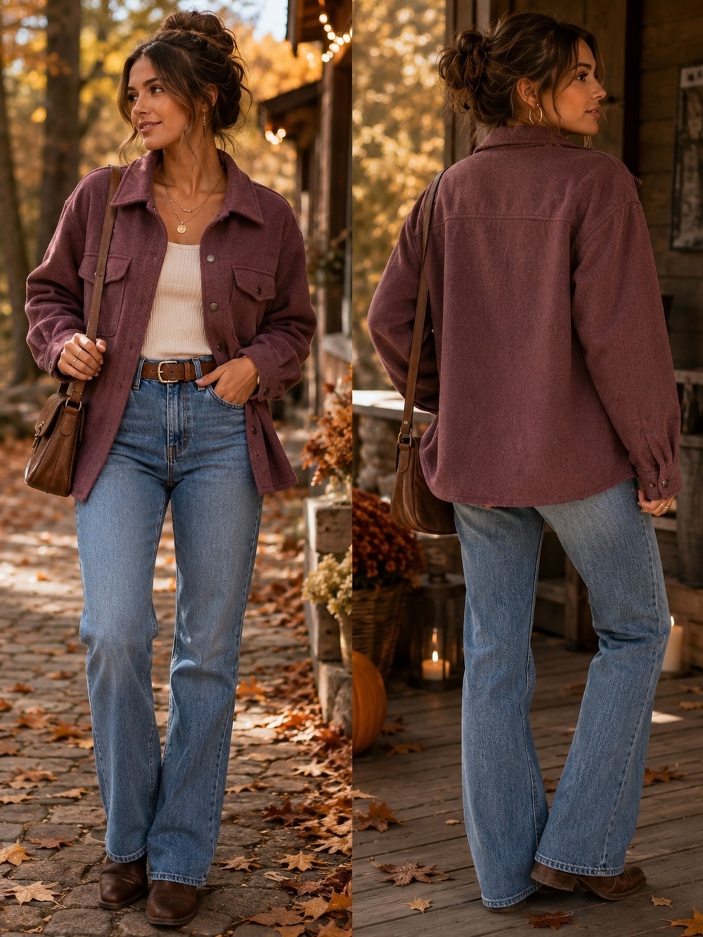 Relaxed Plum Utility Shacket Jacket - Womens
